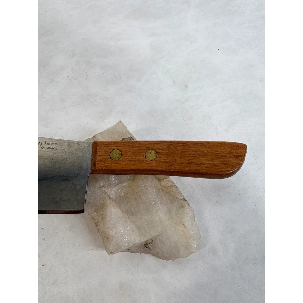 Hickory Farms of Ohio Mini Cheese Cleaver Stainless Steel Wood Handle 3 inch